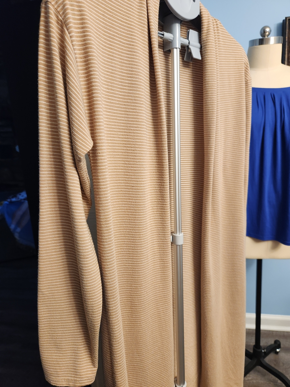 Lemon Tan Ribbed Long Open-Front Cardigan - Picture 3 of 7